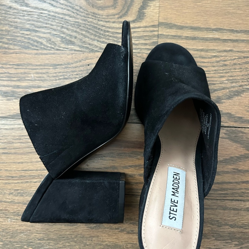 Steve Madden Suede Black Mules